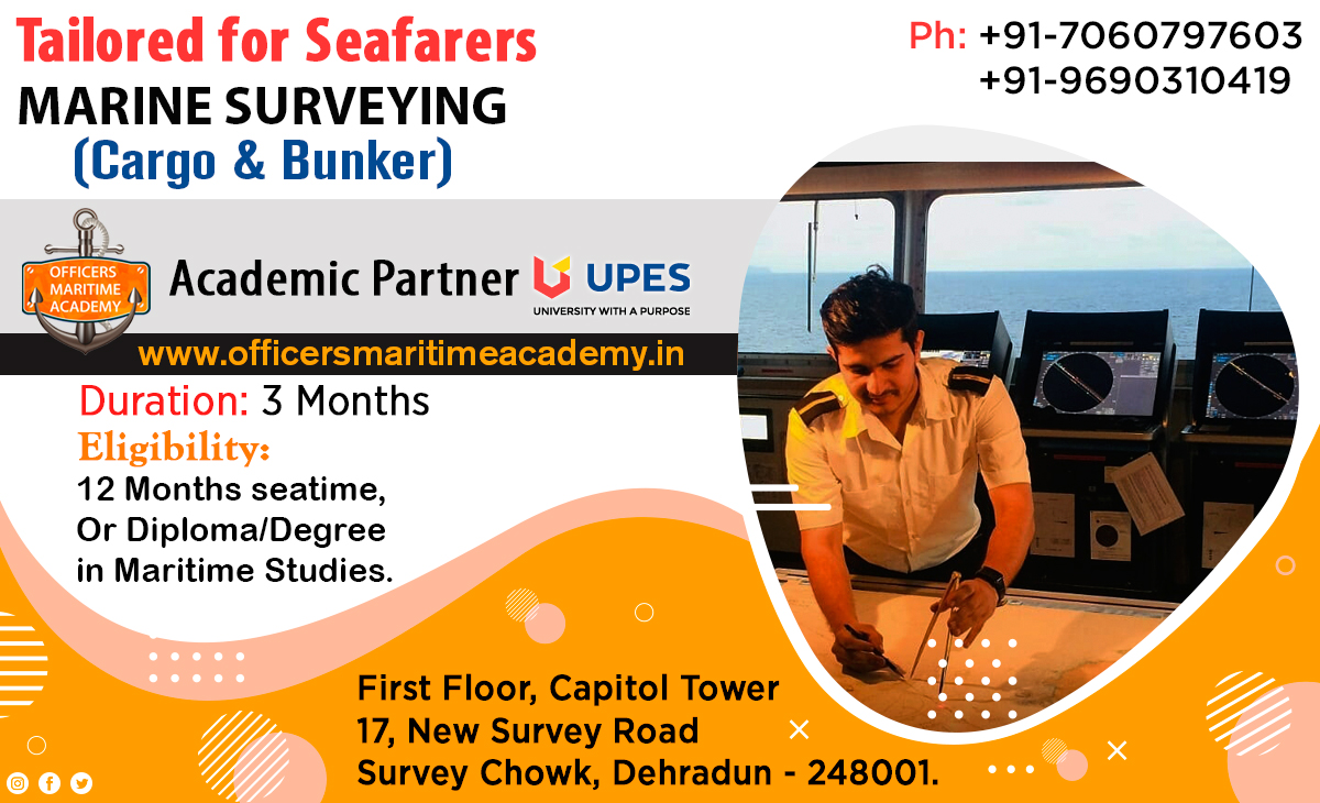 Officers Maritime Academy Proudly Announcing 1 st in India to become a Marine Surveyor.